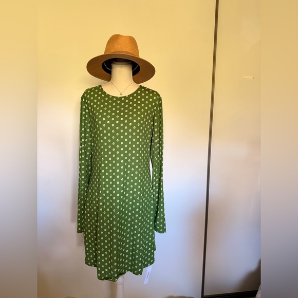 Reformation Green Polka Dot Long Sleeve Dress - Picture 5 of 9
